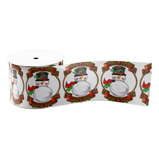 Snowman Kerstmis Grosgrain Lint (Spoel)