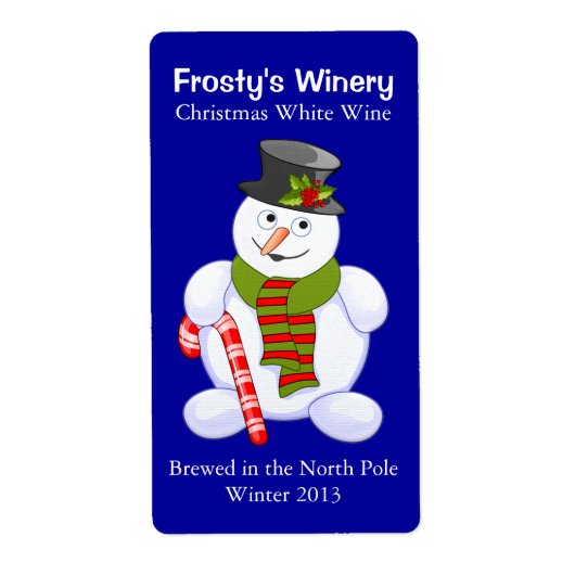 Snowman Kerstmis Home Brewed Wine Labels (Voorkant)
