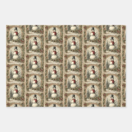  Snowman Kerstmis Inpakpapier Vel (Voorkant 3)