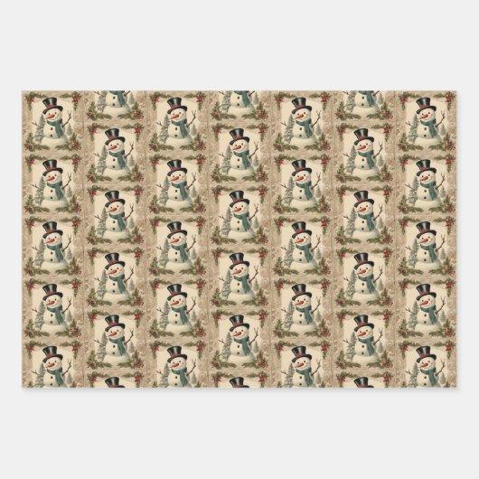  Snowman Kerstmis Inpakpapier Vel (Voorkant 2)