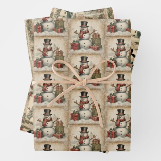  Snowman Kerstmis Inpakpapier Vel (In situ)
