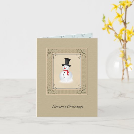  Snowman Kerstmis Kaart (Gele Bloem)