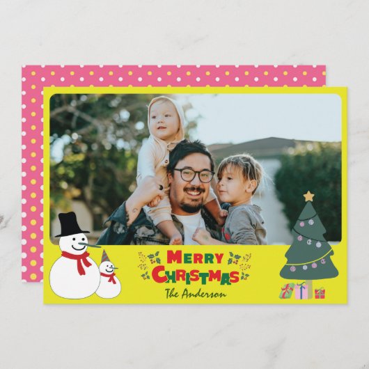 Snowman Kerstmis Kaart feestdag (Voorkant / Achterkant)