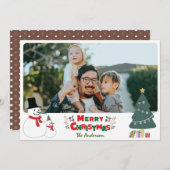 Snowman Kerstmis Kaart feestdag (Voorkant / Achterkant)