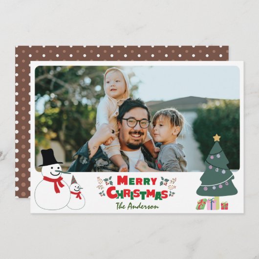 Snowman Kerstmis Kaart feestdag (Voorkant / Achterkant)