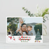 Snowman Kerstmis Kaart feestdag (Staand voorkant)