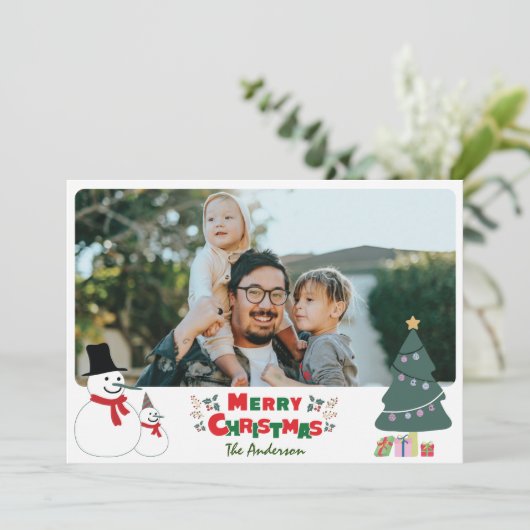 Snowman Kerstmis Kaart feestdag (Staand voorkant)