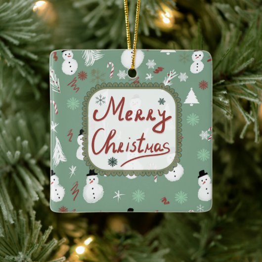 Snowman Kerstmis Keramisch Ornament (Boom)