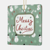 Snowman Kerstmis Keramisch Ornament (Links)