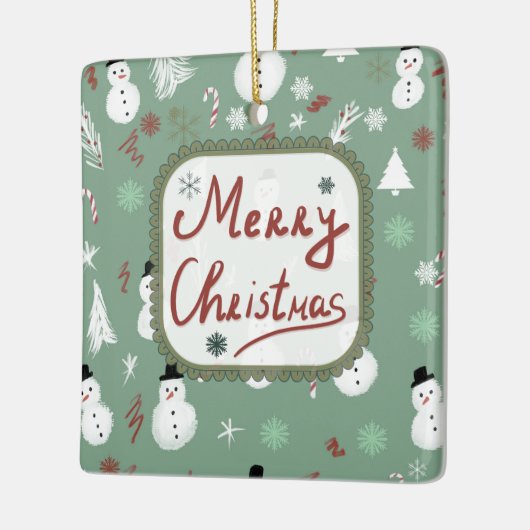 Snowman Kerstmis Keramisch Ornament (Links)