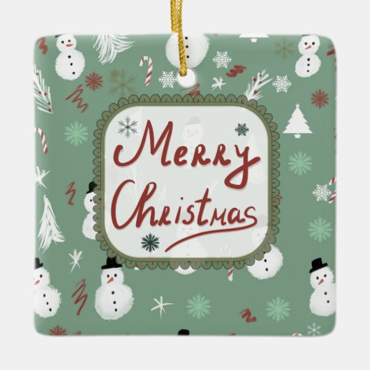 Snowman Kerstmis Keramisch Ornament (Voorkant)