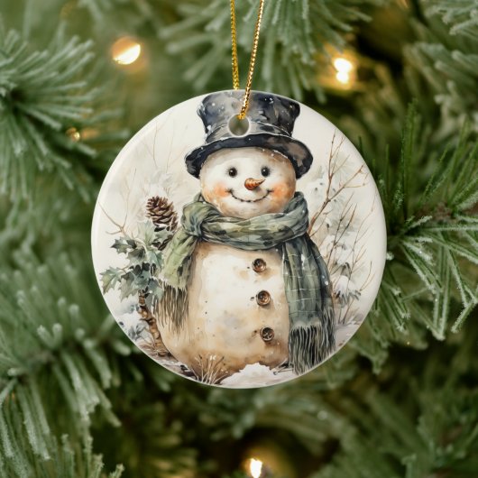 Snowman Kerstmis Keramisch Ornament (Boom)