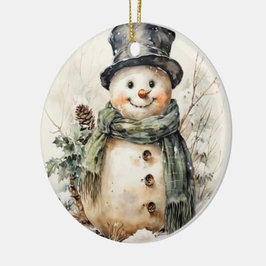 Snowman Kerstmis Keramisch Ornament (Links)