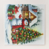 Snowman Kerstmis Legpuzzel (Horizontaal)