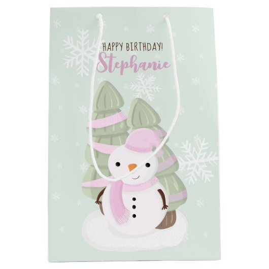 Snowman Kerstmis Medium Cadeauzakje (Voorkant)