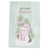 Snowman Kerstmis Medium Cadeauzakje (Achterkant)