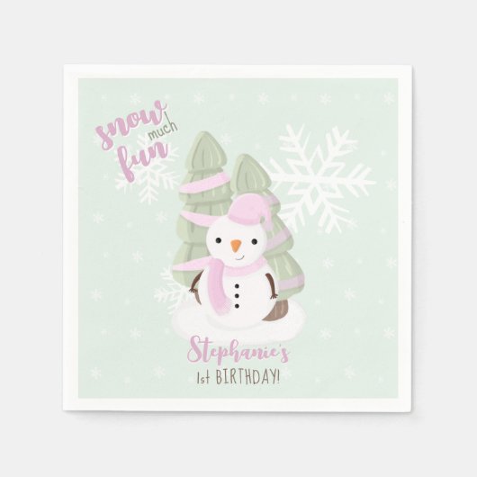 Snowman Kerstmis Napkins Servet (Voorkant)