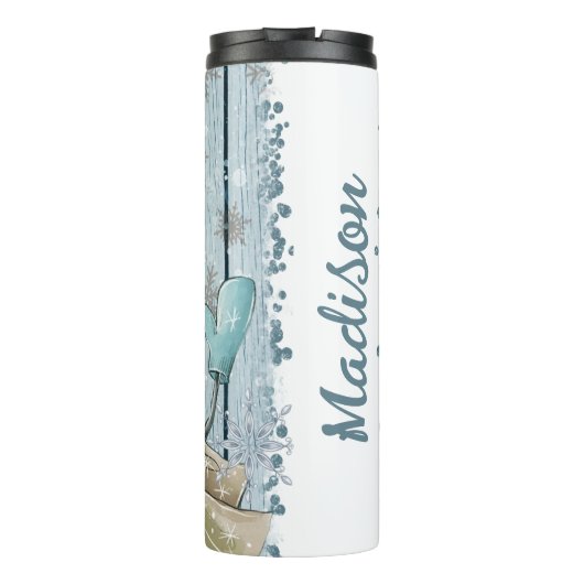 Snowman Kerstmis personaliseren Thermosbeker (Achterkant)