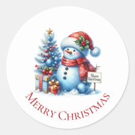 Snowman Kerstmis Ronde Sticker