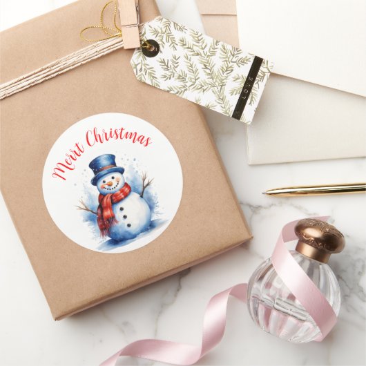 Snowman Kerstmis Ronde Sticker (Geschenken)