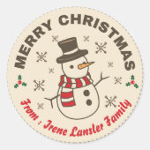  Snowman Kerstmis Ronde Sticker (Voorkant)