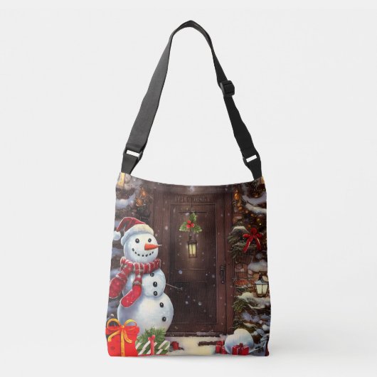 Snowman Kerstmis Scene Crossbody Tas (Voorkant)