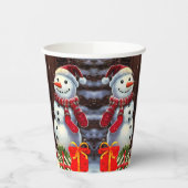 Snowman Kerstmis Scene Papieren Bekers (Links)