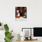 Snowman Kerstmis Scene Poster (Thuiskantoor)