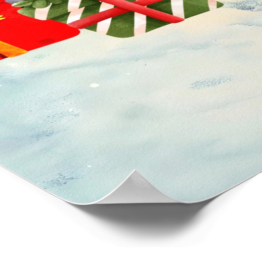 Snowman Kerstmis Scene Poster (Hoek)