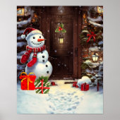 Snowman Kerstmis Scene Poster (Voorkant)