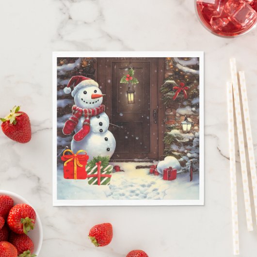 Snowman Kerstmis Scene Servet (Insitu)