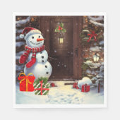 Snowman Kerstmis Scene Servet (Voorkant)