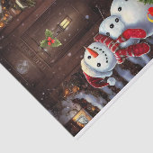 Snowman Kerstmis Scene Tissuepapier (Detail)