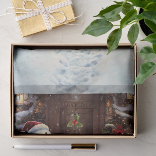Snowman Kerstmis Scene Tissuepapier (Geschenk)