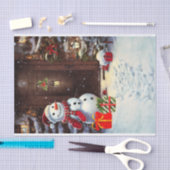Snowman Kerstmis Scene Tissuepapier (Craft)