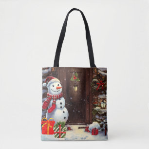 Snowman Kerstmis Scene Tote Bag