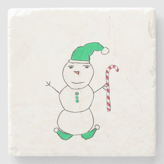 Snowman Kerstmis Stenen Onderzetter (Voorkant)