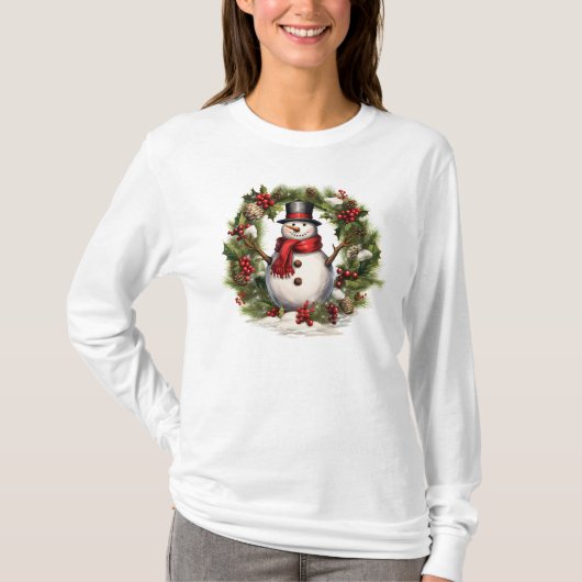 Snowman Kerstmis T-shirt (Voorkant)