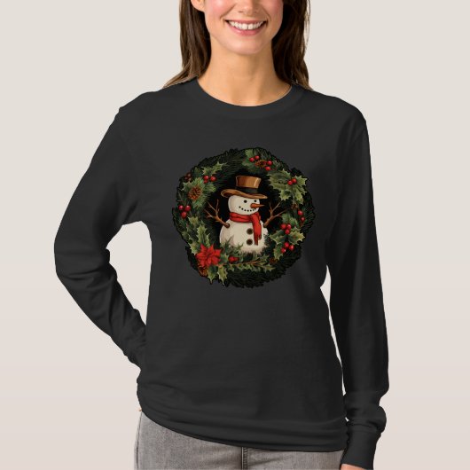  Snowman Kerstmis T-shirt (Voorkant)