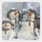 Snowman Kerstmis Vierkante Sticker (Voorkant)