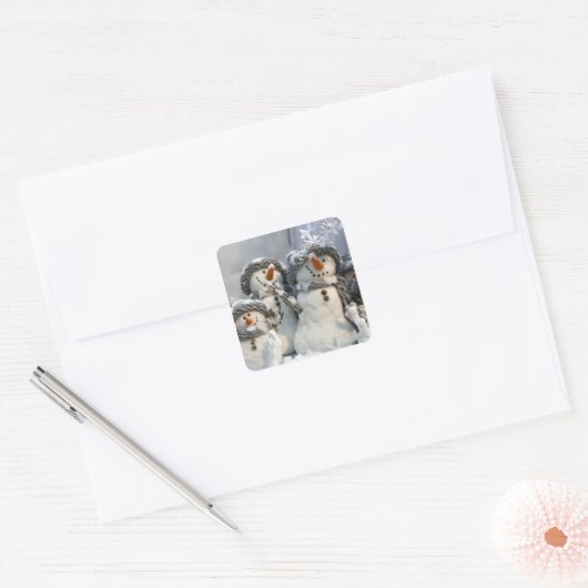 Snowman Kerstmis Vierkante Sticker (Envelop)