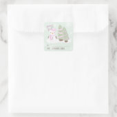 Snowman Kerstmis Vierkante Sticker (Tas)