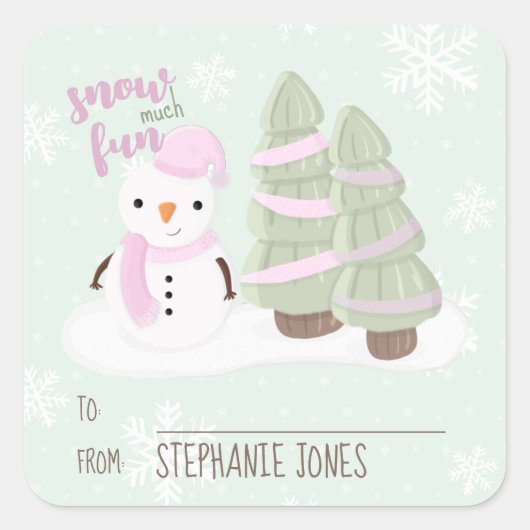 Snowman Kerstmis Vierkante Sticker (Voorkant)