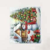 Snowman Kerstmis Wandkleed (Voorkant)