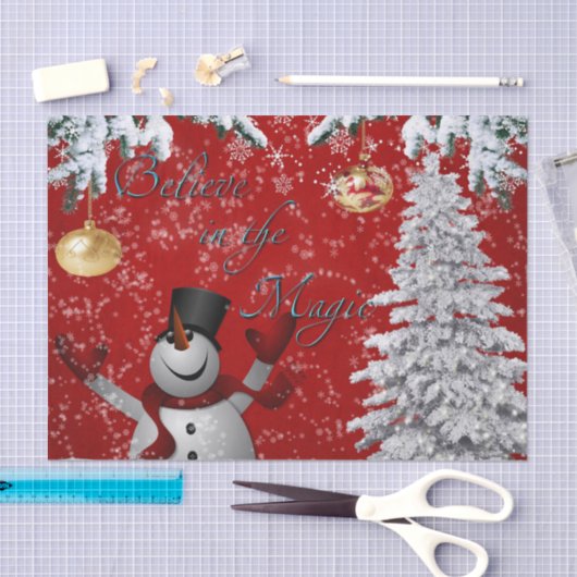 Snowman Kerstmis Weesboom rood wit geloven Tissuepapier (Craft)