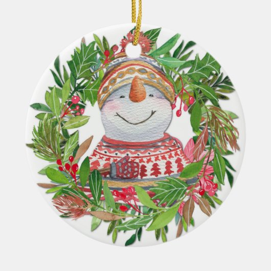Snowman Kerstmis Wreath Ornament (Voorkant)