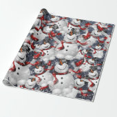 Snowman kerstpapier cadeaupapier (Uitgerold)