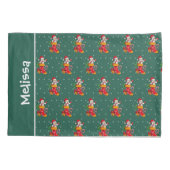 Snowman-kerstpatroon rode groene aangepaste naam kussensloop (Achterkant)