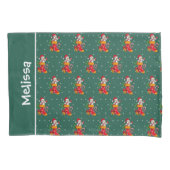 Snowman-kerstpatroon rode groene aangepaste naam kussensloop (Voorkant)