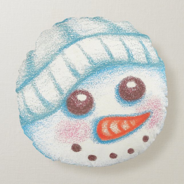 Snowman-kerstSierkussen Rond Kussen (Voorkant)